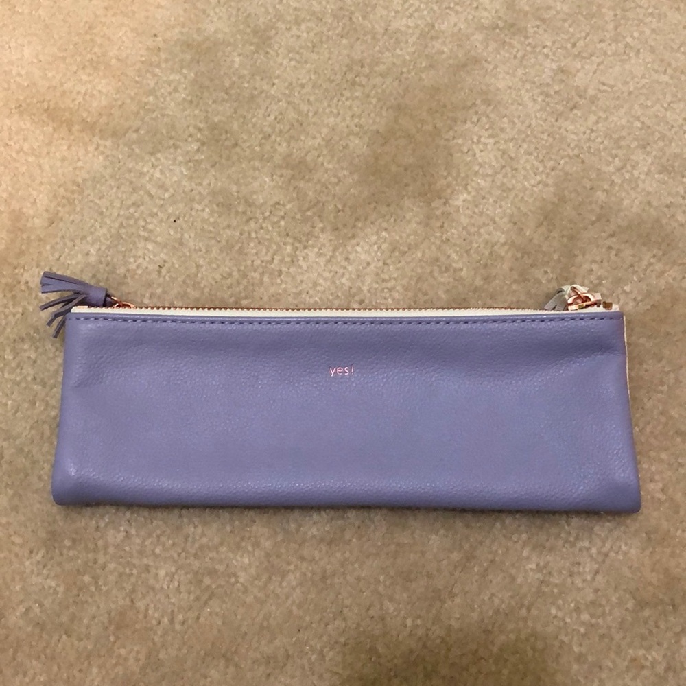 Anthropologie faux leather zipper pouch